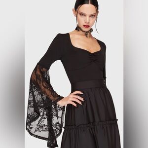 Killstar vesperis flare sleeve top size xl goth